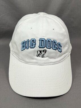 Big Dogs Baseball Hat White Blue Arch Logo Strapback Spellout Adjustable Dad Cap